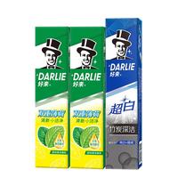 好来(DARLIE)黑人牙膏绿茶超白竹炭小苏打黄牙渍亮白清新口气含氟 竹炭薄荷3支