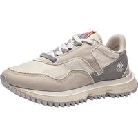 KAPPA卡帕男鞋运动鞋男2024春季男士复古老爹鞋轻便透气休闲鞋子男 冬日白/银器灰 43