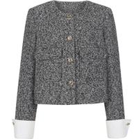 衣香丽影灰色小香风短外套女高级感轻法风毛呢上衣 灰色 M