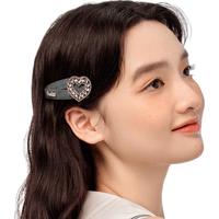 AJIDOU阿吉豆发夹潮酷牛仔放水钻爱心发夹女发饰侧边夹
