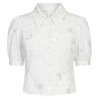 S.DEER圣迪奥女装甜美方领绣花泡泡袖衬衫S23260403 本白/9B S 160