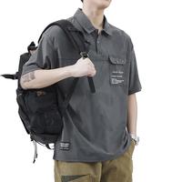 JEEP SPIRIT 吉普短袖T恤男士POLO衫夏季冰丝高端上衣服潮工装半袖 灰色 XL