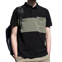 罗蒙（ROMON）短袖男士夏季休闲短袖t恤男翻领polo衫男上衣外套男 黑色 XL