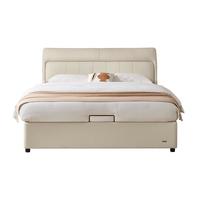  QuanU/全友 头层牛皮 真皮双人床+床头柜+床垫  米色储物1.8米床C+床头柜2+265垫 1.8*2.0m 1.8*2.0m