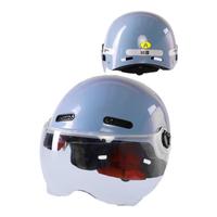 绿源（Luyuan）电动车头盔A类男女通用夏季半盔自行电瓶车骑行摩托机车帽 蓝色【透明短镜】3C新国标 【头围可调节】52-65cm