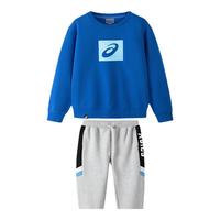 ASICS亚瑟士童装 2025春男童女童套装圆领卫衣运动裤针织长裤两件套 333221213136-1406/单件卫衣 110