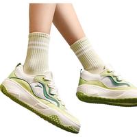 安踏曲奇女鞋板鞋潮流厚底软底鞋子女小白鞋丑萌舒适休闲鞋运动鞋 象牙白/嫩芽绿/嫩叶绿-3 37.5 (女6.5)