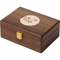 梵瀚实木首饰盒带锁精致多层收纳盒520珠宝黄金黑胡桃木 双层陶瓷 无锁 灰绒布 黑胡桃木