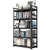 唐辑书架书柜 家用落地置物架铁艺图书架子 黑色五层 120*35*183 【加厚款】黑色五层120*35*183cm