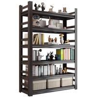 唐辑书架书柜 家用落地置物架铁艺图书架子黑色六层80*30*183 【清仓加厚款】黑六层80*30*183