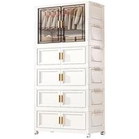 纳份爱加厚儿童衣柜婴儿宝宝小衣橱折叠收纳柜储物五斗柜卧室整理置物柜 80面宽【2折叠+1衣柜】 可折叠免安装【欧式面板】