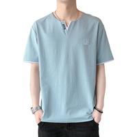 花花公子 V领冰丝凉感 蓝色 3XL 男士T恤
