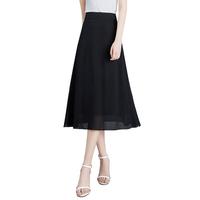 她池A字半身裙2025夏装女高腰文艺简约优雅舒适中长裙 黑色 2XL