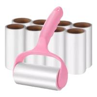 百易特粘毛器滚筒可撕式替换卷纸黏毛沾去猫毛滚刷床上衣服头发清理 粉色1手柄+20卷【共600撕】 10cm