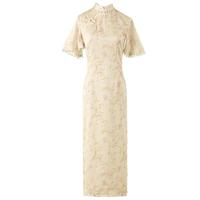 凯恋气质优雅旗袍女复古民国风素雅东方简奢风新中式长款短袖连衣P102 花色-P951 2XL