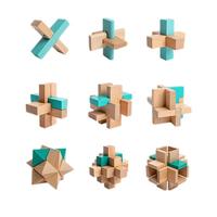 Hape解锁玩具 孔明锁鲁班锁榫卯积木解密儿童玩具 E8741 三阶孔明锁