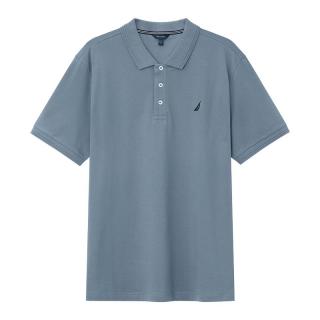诺帝卡（NAUTICA）男装夏季款休闲棉氨多色亲肤柔软微弹翻领短袖POLO衫男 3103雾霾蓝41H S