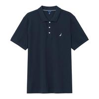 诺帝卡(NAUTICA)男装夏季款休闲棉氨多色亲肤柔软微弹翻领短袖POLO衫男 3103藏青4NV S