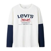 Levi's 李维斯童装男童长袖t恤2025生肖款假两件儿童春节衣服 糖果白【纯棉】 120 /60 【身高110-116cm】