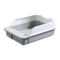 KimPets猫砂盆半封闭式防带砂猫厕所猫咪用品幼猫屎盆超大号隔臭便盆 白色大号(适用0-8斤猫咪)