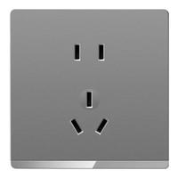 国际电工开关插座面板灰色家用86型墙壁暗装双控五孔带开关USB电源5孔插座 正五孔插座