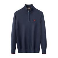 简约百搭潮流男式半拉链针织毛衣套头卫衣