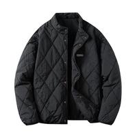 【夹棉加厚 含羊毛&桑蚕丝填充】冬季菱格立领外套男式棉服