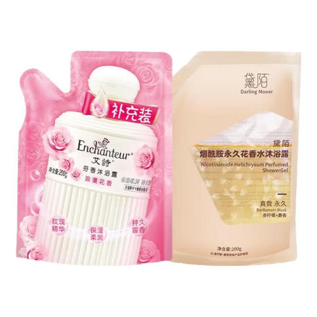 艾诗 香水沐浴露女香氛美肌沐浴液持久留香滋润保湿花香沐浴乳 艾诗补充装200g+永久花200g