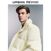 UR冬季男装时尚宽松保暖绗缝立领羽绒服UMM140010 米白 XL