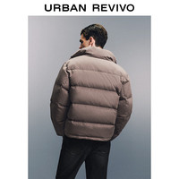 UR冬季男装时尚宽松保暖绗缝立领羽绒服UMM140010 深红棕 M