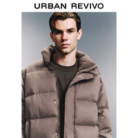 UR冬季男装时尚宽松保暖绗缝立领羽绒服UMM140010 深红棕 XL