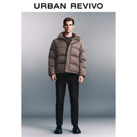 UR冬季男装时尚宽松保暖绗缝立领羽绒服UMM140010 深红棕 L