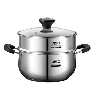爱仕达汤锅304不锈钢蒸锅蒸屉蒸笼电磁炉燃气灶通用TS24B1WG-Z 24CM 不锈钢汤锅+蒸格 24cm