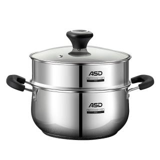 爱仕达汤锅304不锈钢蒸锅蒸屉蒸笼电磁炉燃气灶通用TS24B1WG-Z 24CM 不锈钢汤锅+蒸格 24cm