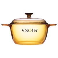 康宁（VISIONS）2.5L汤锅玻璃锅煮锅炖锅 耐高温无涂层玻璃锅身 VS-2.5晶彩锅 20.5cm