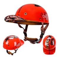 IBK夏季摩托机车头盔棒球帽太子瓢盔男女3C认证电动车个性复古半盔 RW03-国潮红狮无内镜 XL