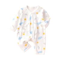 巴布豆 BoBDoG【纯棉A类】婴儿连体衣0-6个月夏季双层护肚可爱新生儿衣服