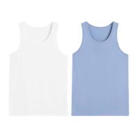 猫人（MiiOW）背心男春随型裁凉感吸汗轻薄透气打底舒适运动无袖上衣2件装 白色+黑色 XL