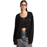 MISS SIXTY羊毛针织衫外套女刺绣宽松短款上衣简约慵懒毛衣开衫 黑色 S