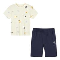 NIKE 3BRAND 耐克男童【短袖T恤+短裤2件套装】2025夏季儿童短袖套装 毛呢蓝 150 /72 【身高140-152cm】