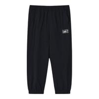 鸿星尔克儿童裤子男童裤子夏季梭织四面弹长裤舒适裤子纯色儿童运动裤 正黑 120