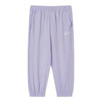 鸿星尔克儿童裤子男童裤子夏季梭织四面弹长裤舒适裤子纯色儿童运动裤 浅粉紫 120