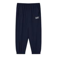 鸿星尔克儿童裤子男童裤子夏季梭织四面弹长裤舒适裤子纯色儿童运动裤 蓝黑色 120