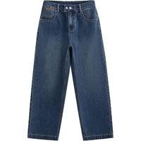 初语宽松直筒裤雾霾蓝色牛仔裤女2025春季设计感高腰显瘦长裤 雾霾蓝 S