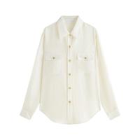 范思蓝恩工装风衬衫外套女休闲通勤金属扣衬衣13171 布丁黄 XS