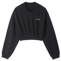 MISS SIXTY卫衣女V领刺绣时尚减龄运动修身短款上衣 黑色 L