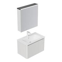 JOMOO九牧浴室柜洗脸盆柜智能陶瓷一体盆铝合金洗手盆柜组合一体盆奶油风 A2736智能款铝合金美妆镜柜80cm