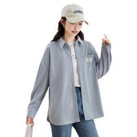 Halo Queen长袖衬衫女春秋灯芯绒织标休闲百搭时尚衬衫外套国庆出行 莫兰迪蓝 XL