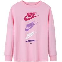 NIKE耐克小童装男女童长袖T恤裤子套装春秋儿童纯棉舒适休闲运动套装 黑色/粉色 130 /64 【身高116-122cm】 正黑色 130(7)