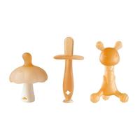 光多拉 婴儿牙胶磨牙棒小蘑菇宝宝防吃手小兔子咬胶3件套装